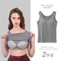 Women's Padded Lace Trim Camisole with Built-in Bra, Breathable Anti-Exposure Tank Top