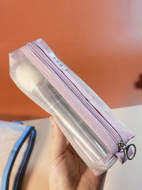 Portable Mesh Cosmetic Brush Bag for Travel, Lipstick, and Eyebrow Pencil Storage