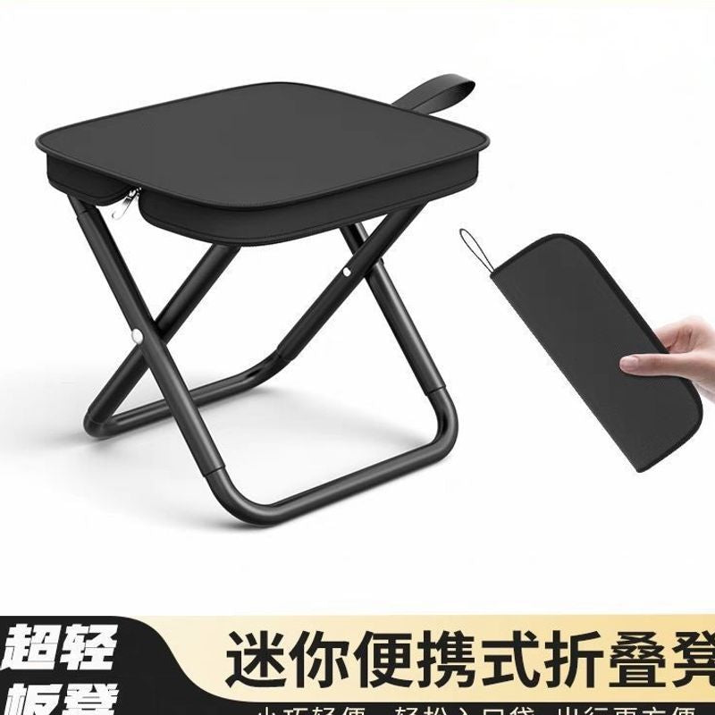 Portable Folding Fishing Stool with Storage Bag, Heavy-Duty Carbon Steel Camping Chair for Adults