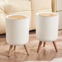 Tall Leg Wood Grain Smart Sensor Trash Can for Home and Office