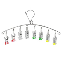 Stainless Steel Foldable Windproof Drying Rack with Clips for Underwear Socks