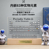Periodic Table with Real Elements Embedded in Resin - Educational Display with Optional Light Base