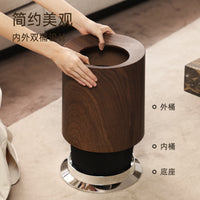 Luxury Faux Wood Grain Double-Layer Trash Can for Home and Commercial Use, 12L