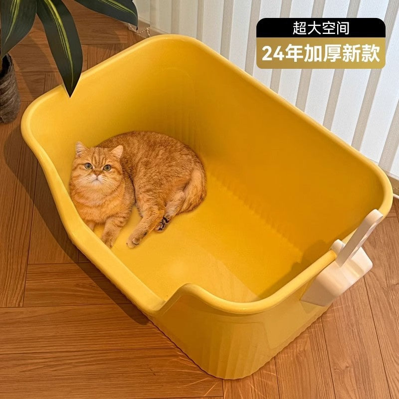 Extra Large Open Top Cat Litter Box with Splash Guard