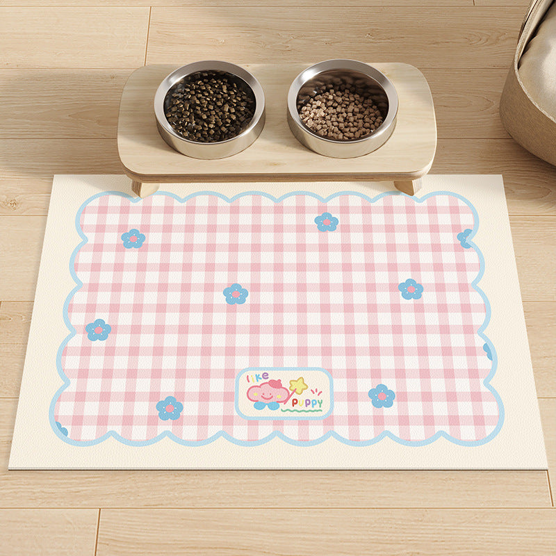 Pet Cat Dog Feeding Mat Diatomaceous Earth Absorbent Stain-Resistant Easy-Care Placemat Non-Slip Splash-Proof Floor Mat