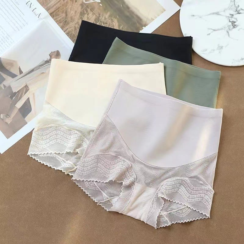 Seamless Postpartum High-Waist Tummy Control Panties with Lace Trim