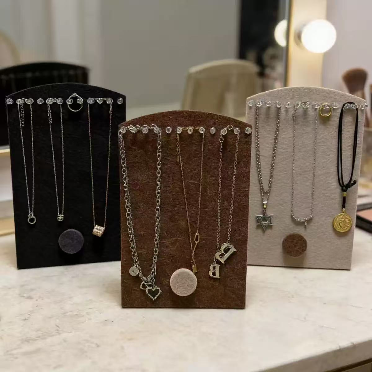 Felt Jewelry Display Stand for Necklaces and Bracelets, Countertop Organizer