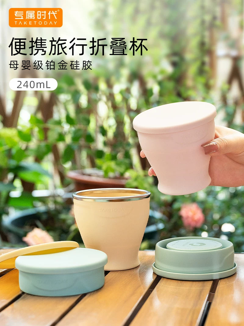 Collapsible Silicone Travel Cup - Portable Folding Mug for Coffee, Tea, and Mouthwash
