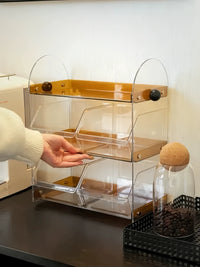 Vintage Style Countertop Storage Rack for Tea Bags & Coffee Pods, Multi-layer Organizer with Dividers