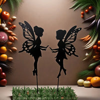 Fairy Metal Flower Stake Outdoor Garden Lawn Fence Yard Decoration Planter Landscape Art Silhouette