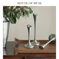Muse Home "Silver Whisper" Indian Retro Silver-Edged Vase & Candle Holder Decor