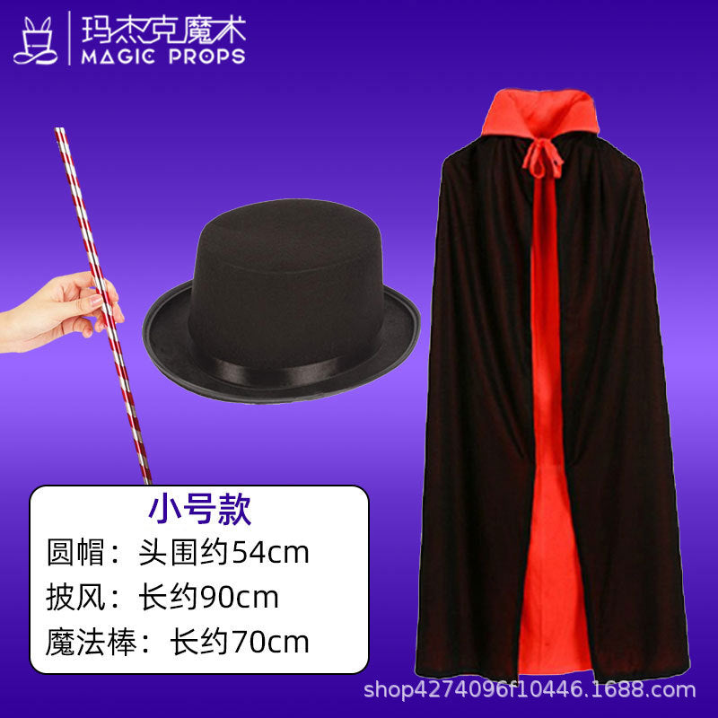 Magician Wizard Costume Set with Hat, Cape, and Wand for Performances and Parties