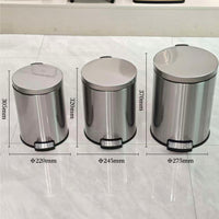 Stainless Steel Round Pedal Bin for Hotel, Kitchen, and Bathroom, Silent Soft-Close