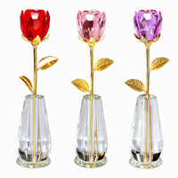 Crystal Rose Flower Stand Ornament for Valentine's Day & Birthdays
