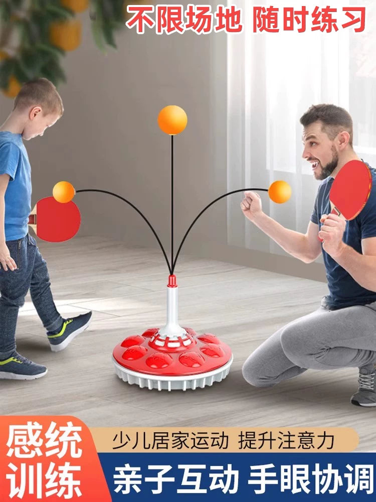 Kids' Hand-Eye Coordination Training Toy with Storage Base and Wooden Rackets