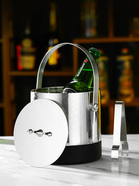 304 Stainless Steel Double-Layer Insulated Ice Bucket for Wine, Champagne, Beer, KTV Bar