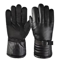Men's Winter Warm PU Leather Motorcycle Gloves with Thermal Lining, Windproof & Non-slip for Outdoor Riding