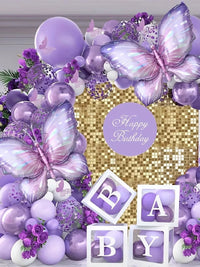 Purple Butterfly Balloon Set for Birthday Parties and Weddings