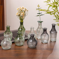 Embossed Glass Hydroponic Vase for Fresh Flowers & Home Decor, European Vintage Style