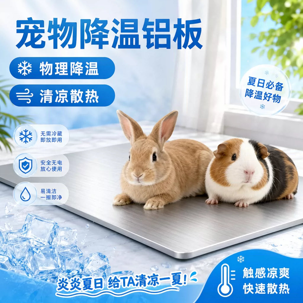 Summer Pet Cooling Aluminum Plate for Hamsters, Rabbits, Chinchillas, Guinea Pigs