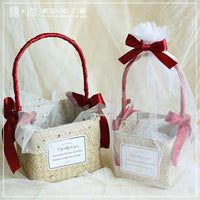 Hand-Woven Rustic Natural Wood Chip Storage Basket for Flowers, Home Decor, Wedding Favors