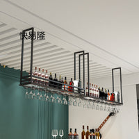 Nordic Gold Iron Wine Rack Vintage Industrial Style Bar Hanging Wine Cabinet Simple Storage Inverted Wine Glass Holder