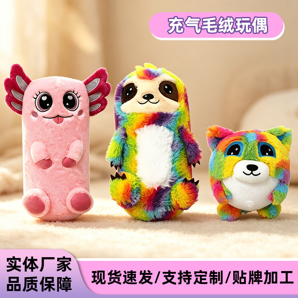 Inflatable Rainbow Plush Toy for Kids, Soft Bouncing Cartoon Animal Doll