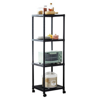 Multi-layer Kitchen Storage Rack with Wheels for Microwave Oven Pots and Pans, Heavy-Duty Movable Organizer