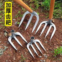 Heavy Duty 4-Tine Rake for Gardening, Weeding, and Land Reclamation - Forged Steel Hand Rake
