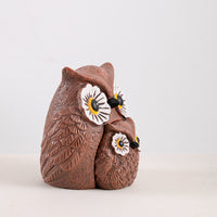 Resin Owl Figurine for Garden & Home Decor, Vintage-Style Planter Ornament & Photo Prop