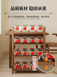 Bamboo Multi-tier Storage Shelf New Chinese Style Floor-standing Tea Display Rack Small Tea Cabinet