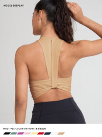Integrated Padded Backless Yoga Sports Bra for Running & Training