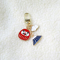 Japanese Daruma Fuji Mountain AirPods Case Keychain Charm