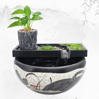Aquarium Water Circulation Ornament with Stone Trough Tray and Filter