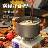 4L Large Capacity Ultralight Aluminum Alloy Outdoor Hot Pot Cookware Set for Camping BBQ 3-5 People