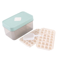 Press-Type Ice Cube Tray with Lid, Food-Grade Square Ice Maker and Storage Box for Freezer