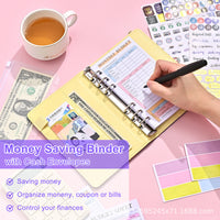 A6 Budget Planner Notebook with 12 Zipper Envelopes for Cash and Bills