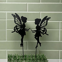 Fairy Metal Flower Stake Outdoor Garden Lawn Fence Yard Decoration Planter Landscape Art Silhouette