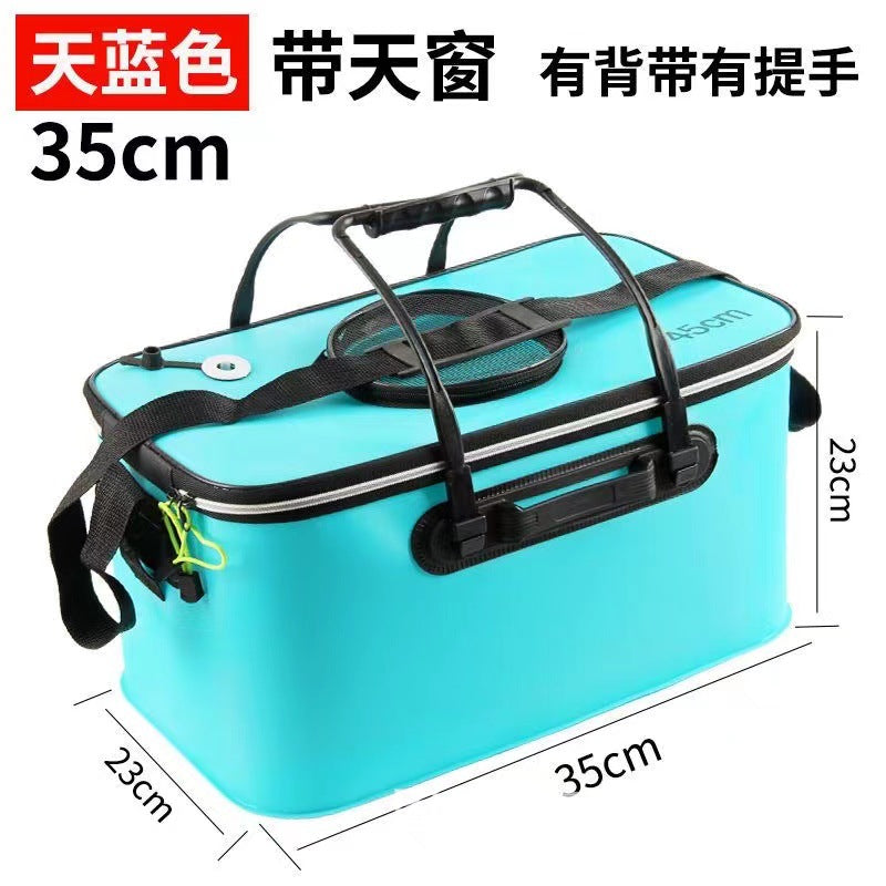 Portable EVA Fishing Bucket Live Fish Tank Folding Thickened Water Bucket Multi-functional Fish Box