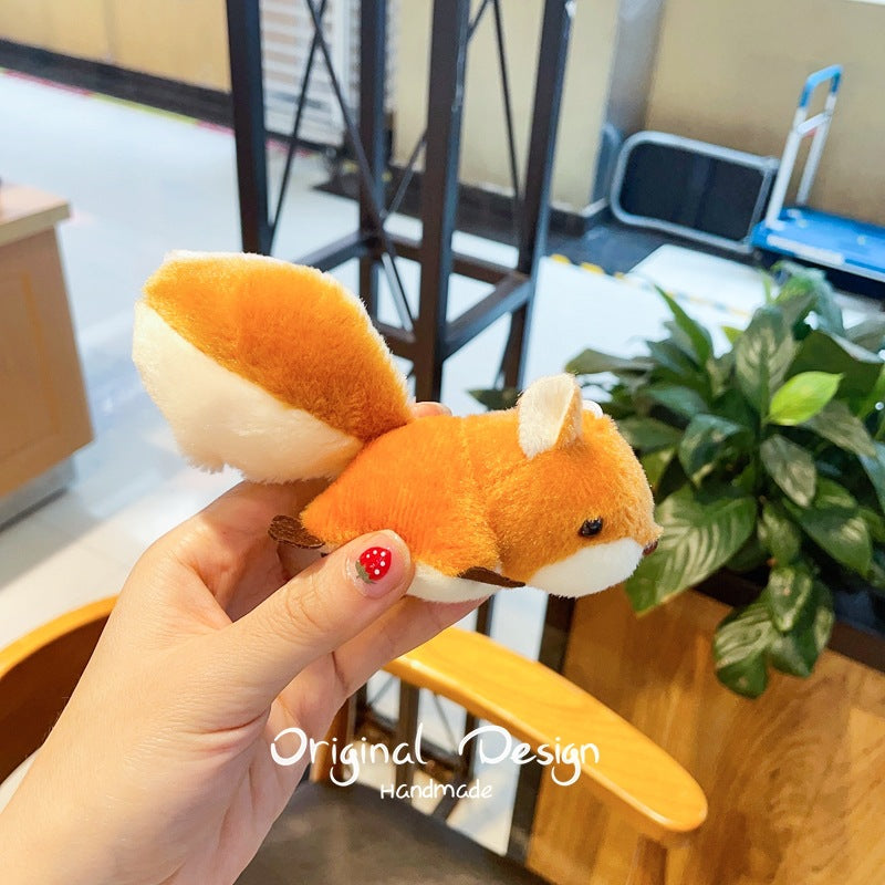 Cute Squirrel Plush Keychain Pendant Brooch for Bags and Couples