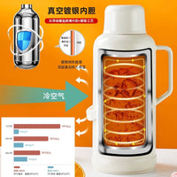 Retro Plastic Shell Vacuum Insulated Thermos Bottle with Silver-Plated Liner, Large Capacity for Home & Dorm
