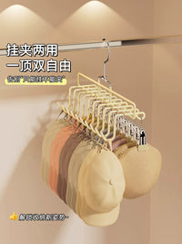 Hat Organizer Wall Mount with Clips for Baseball Caps, Berets, and Bucket Hats - Space-Saving Closet Storage