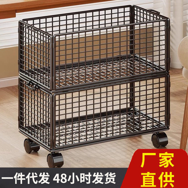 Foldable Rolling Under-Desk Bookshelf Storage Cart for Home Office and Students