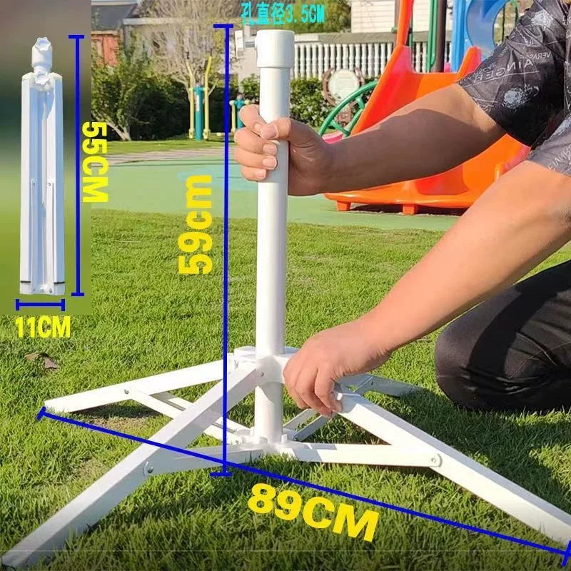 Foldable Outdoor Beach Umbrella Base Stand with Four-Legged Iron Support