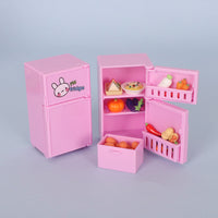 Dollhouse Miniature Refrigerator Toy for Kids, Pretend Play Food Accessories