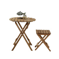 Foldable Balcony Tea Table and Chairs Set for Small Spaces, Solid Wood