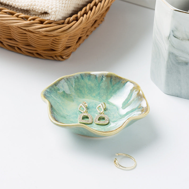 Ceramic Leaf/Flower Jewelry Dish Decorative Tray