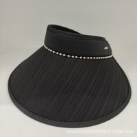 Summer Pearl Edge Open-Top Sun Visor Hat with Wide Brim