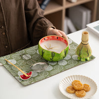 Hand-Painted Watermelon Matcha Bowl Set with Whisk Stand