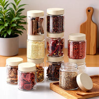 Heat-Resistant Glass Spice Jars with Airtight Lids for Kitchen Storage